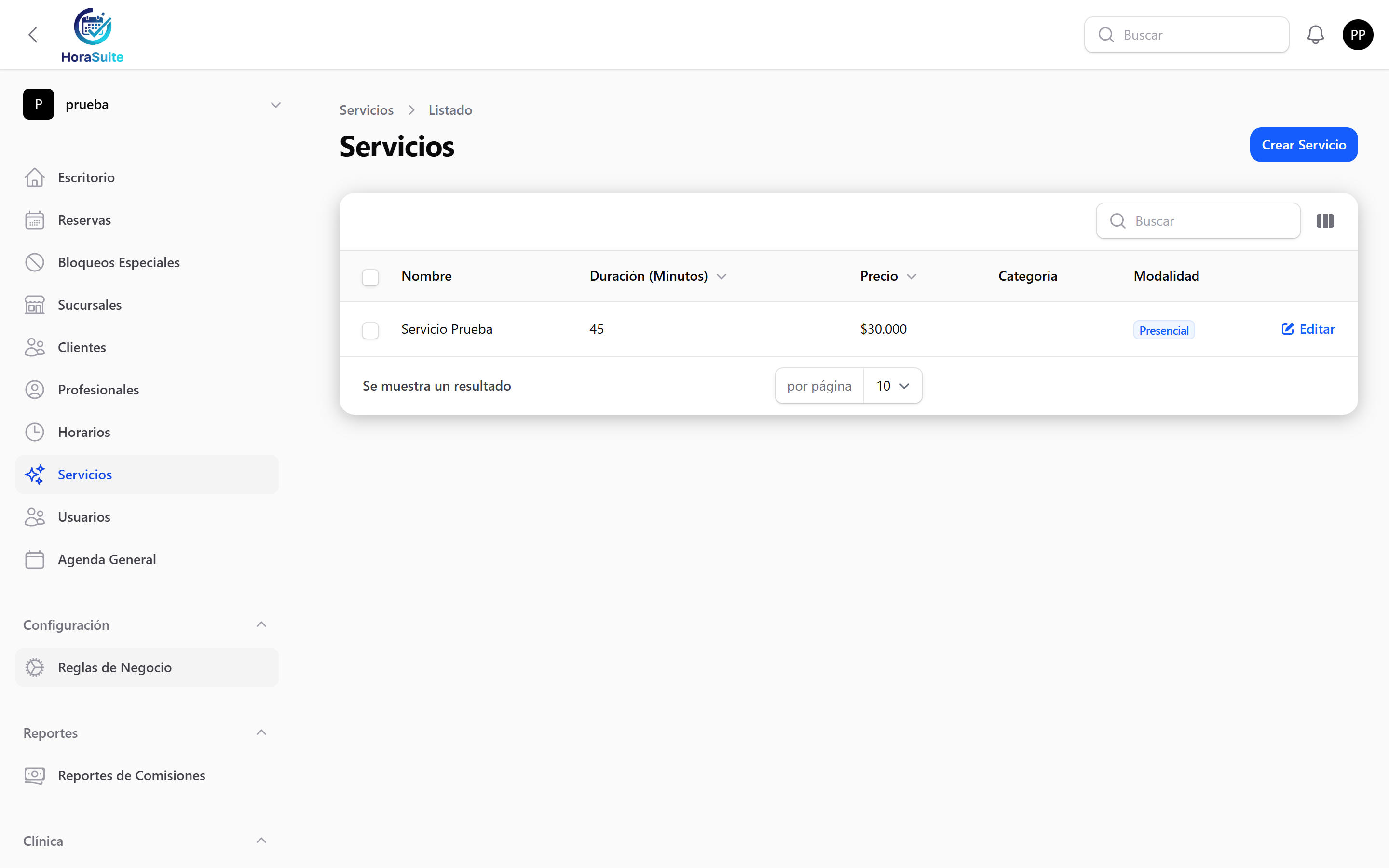Catálogo de Servicios en /app