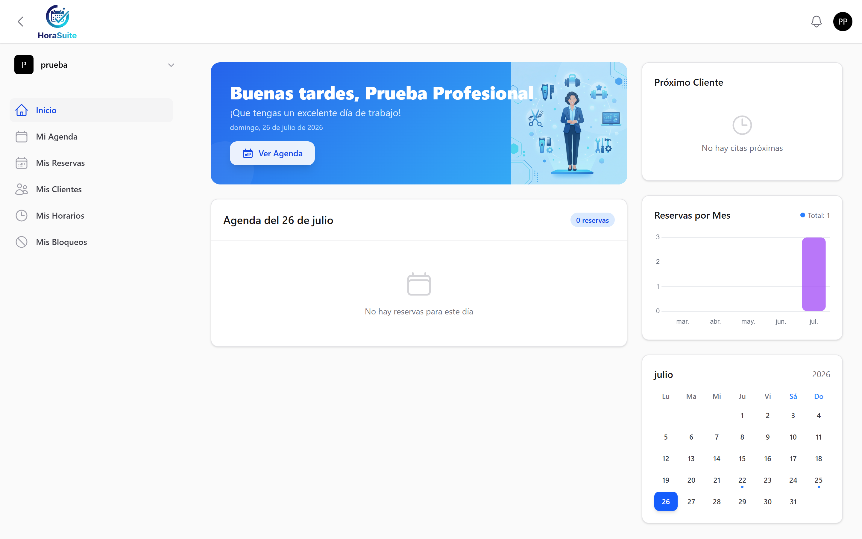 Vista General del Portal de Profesionales /portal