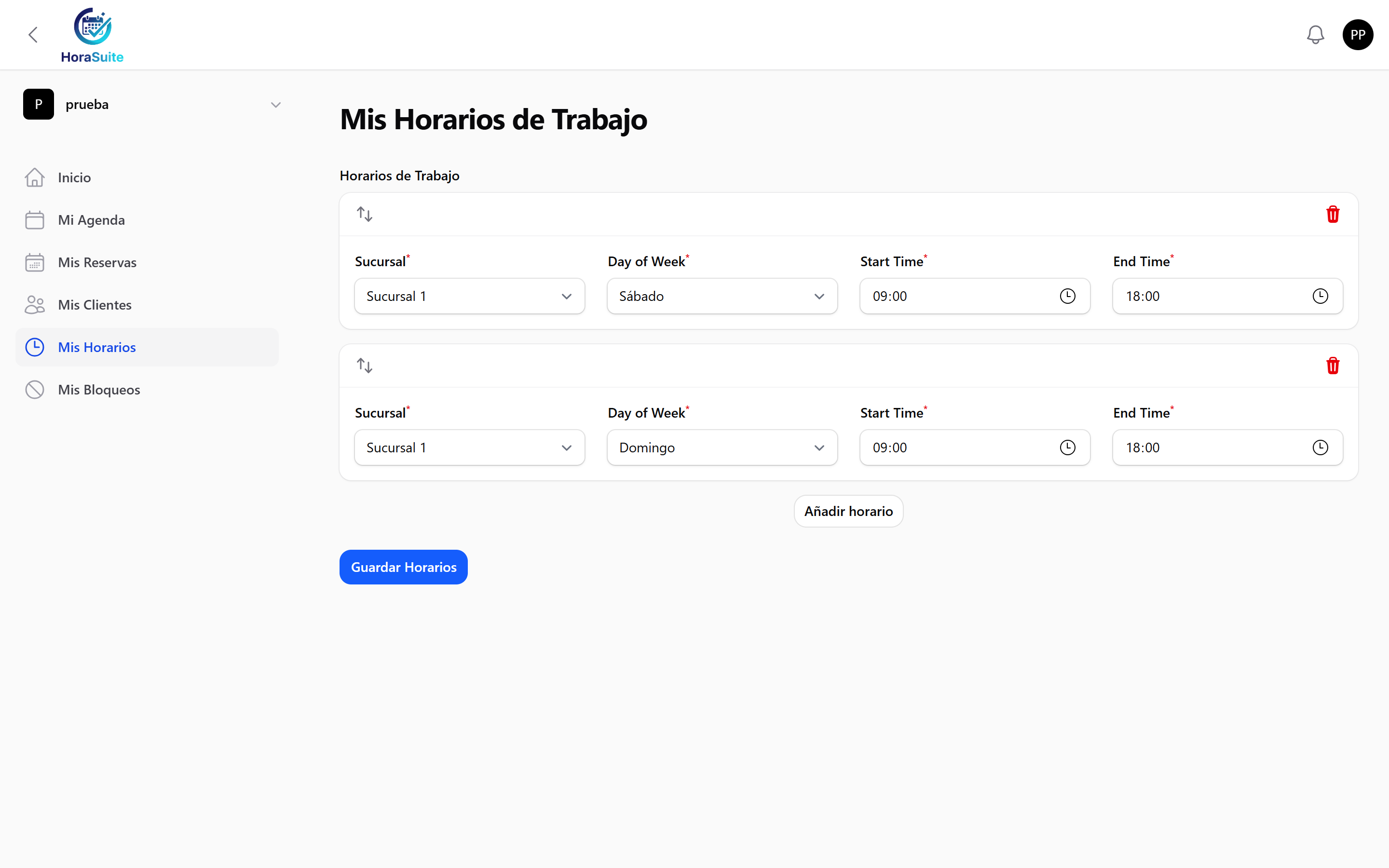 Mi Horario Personal en /portal
